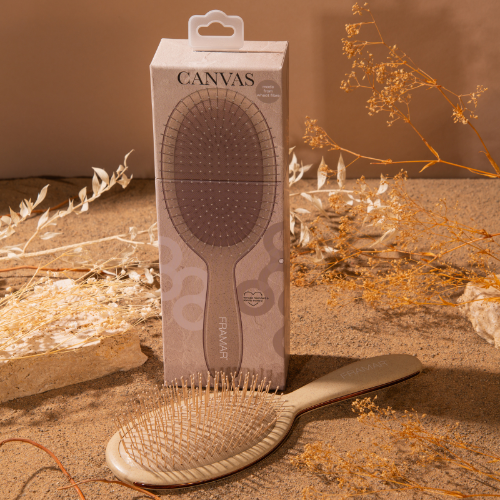 Framar Terra Detangle Brush Canvas Ecru with professional retail packaging for Australian salons