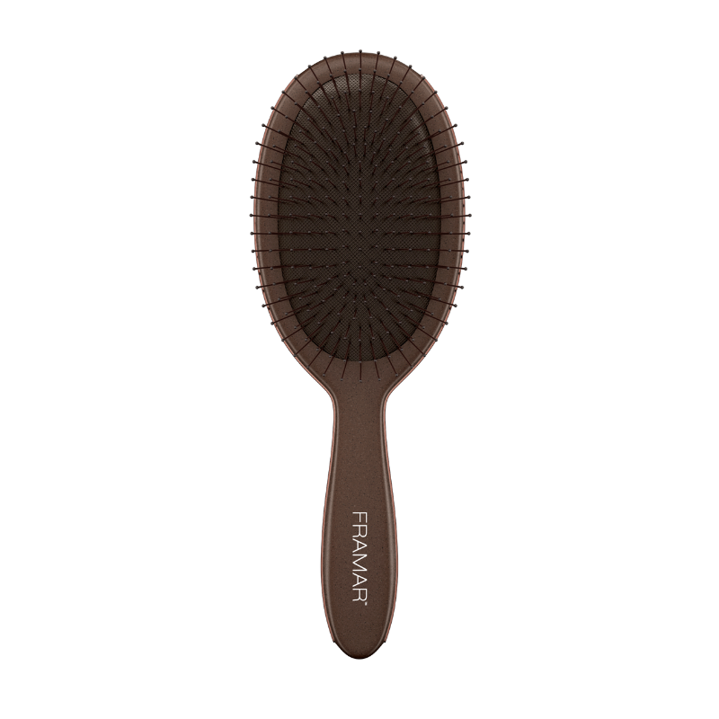 Framar Terra Detangle Brush in Earth Brown professional wheat fibre brush front view