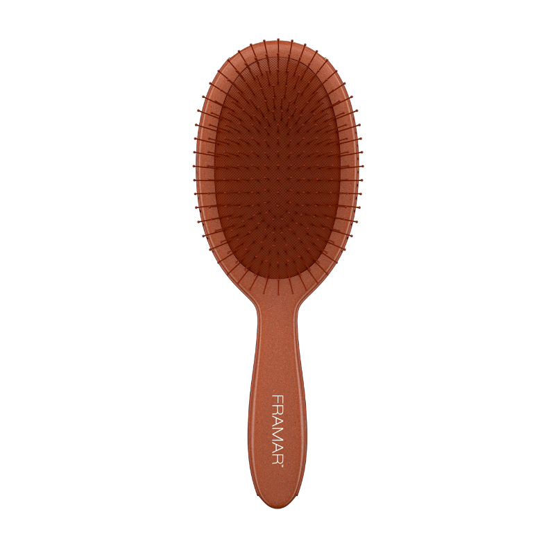 Framar Terra Detangle Brush in Terracotta Clay biodegradable hair brush front view