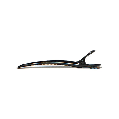 Side view of a black Framar Tight Tension Clip showing the slim ergonomic profile and metal construction