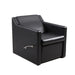 Side profile of the Frenciss professional shampoo chair featuring durable black upholstery
