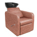 Desert rose salon shampoo unit with ergonomic seating and tilting basin