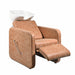 Reclined gamma shampoo unit designed for client comfort