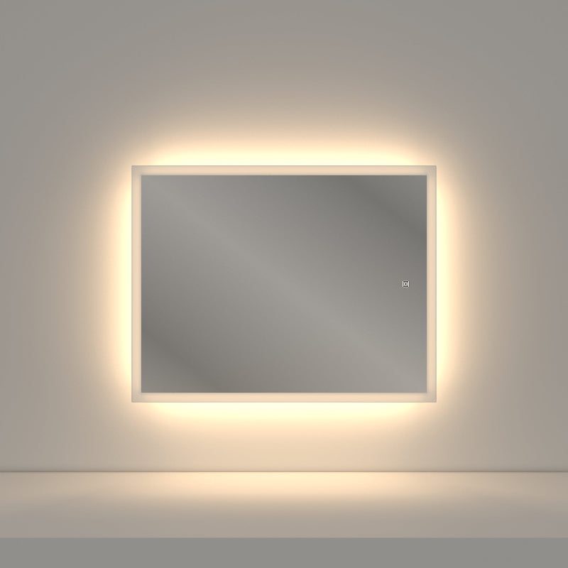 Modern rectangular salon mirror landscape view with natural light mode for styling stations