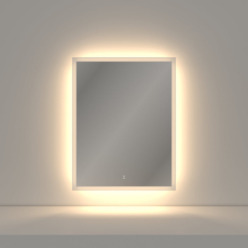 Rectangular LED styling station mirror showing natural light setting for professional use