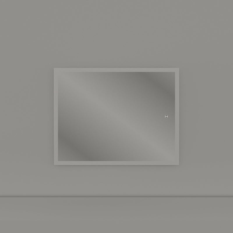 ID Rectangle Salon Mirror with LED lights off showing sleek tempered glass finish