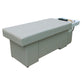 Front view of Japanese head spa bed with ceramic basin and storage
