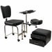 Joiken 2-in-1 professional manicure and pedicure stool with black vinyl seating and slide-out storage drawers