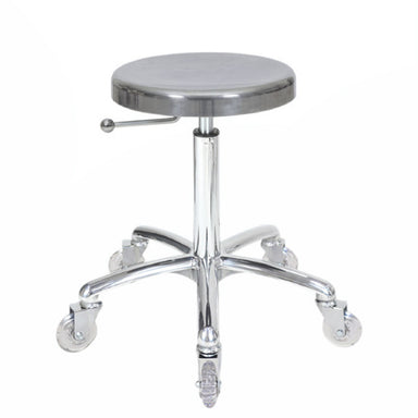 Professional Joiken Aluminium Cutting Stool with polished seat and chrome 5-star base on wheels