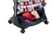 Close up of the bottom base of the nail polish trolley with accessory holder and nylon casters