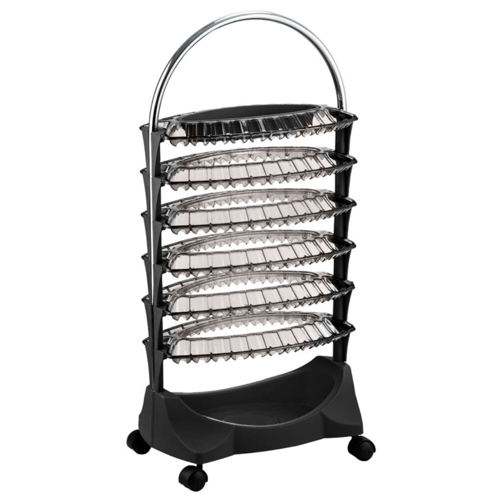 Joiken ART nail polish trolley with six tiers and chrome handle empty front view