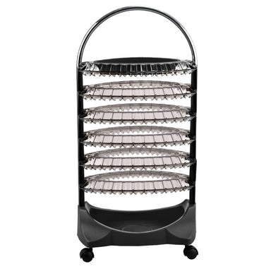 Slim profile of the Joiken ART nail polish storage trolley showing tiered tray design