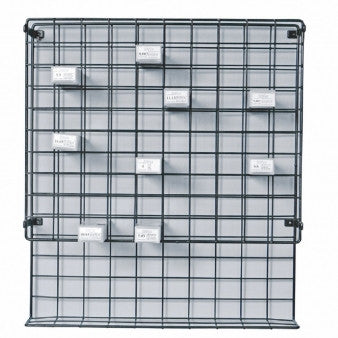 Joiken Basic Tint Rack in black wire mesh mounted on a wall holding professional hair colour tubes