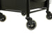 Underneath view of the 4-wheel mobile base of the Joiken Breeze PLUS hairdressing trolley