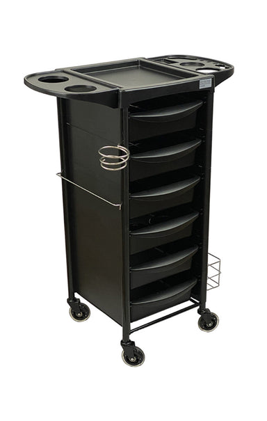 Joiken Breeze PLUS salon trolley with collapsible side shelves extended for extra workspace