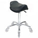 Joiken Brumby professional salon stool with chrome 5-star base and clear easy-rolling wheels