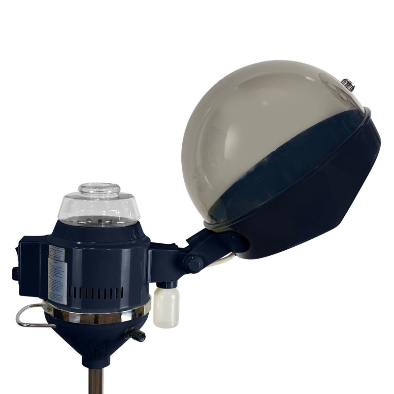 Joiken Cloud Pedestal Steamer in black showing the hood and steam generator unit from a side profile
