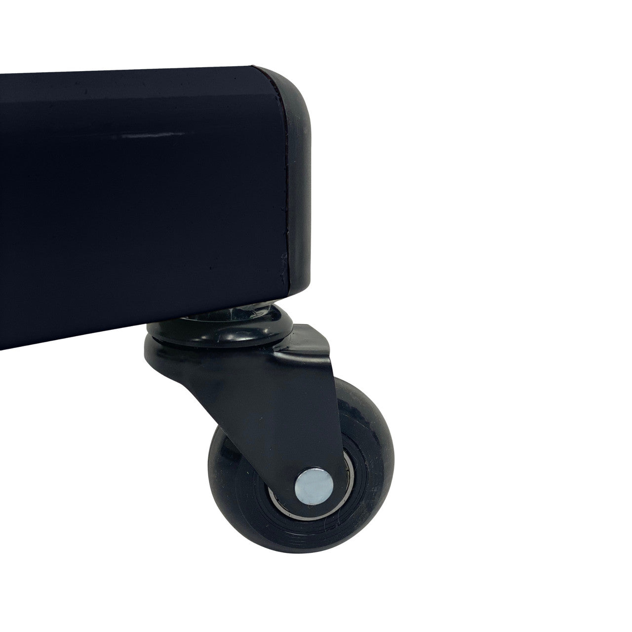 Close up of the heavy-duty swivel wheel on the Joiken pedestal steamer base