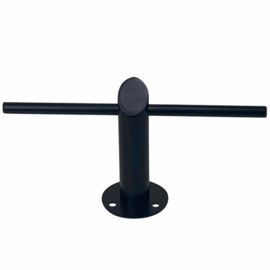 Joiken Cross floor mounted salon footrest in matte black finish for professional hair salons
