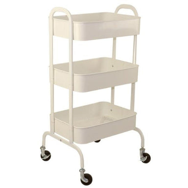 Joiken Cupid 3-tier white hairdressing and beauty trolley with mesh shelves and sturdy frame