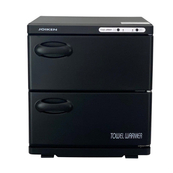 Professional black dual chamber towel warmer for Australian barbershops and salons