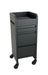 Black Joiken Fusion metal salon trolley featuring Click and Clean castor wheels