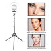 Full kit view of Joiken Goddess ring light with adjustable tripod stand and colour temperature variations