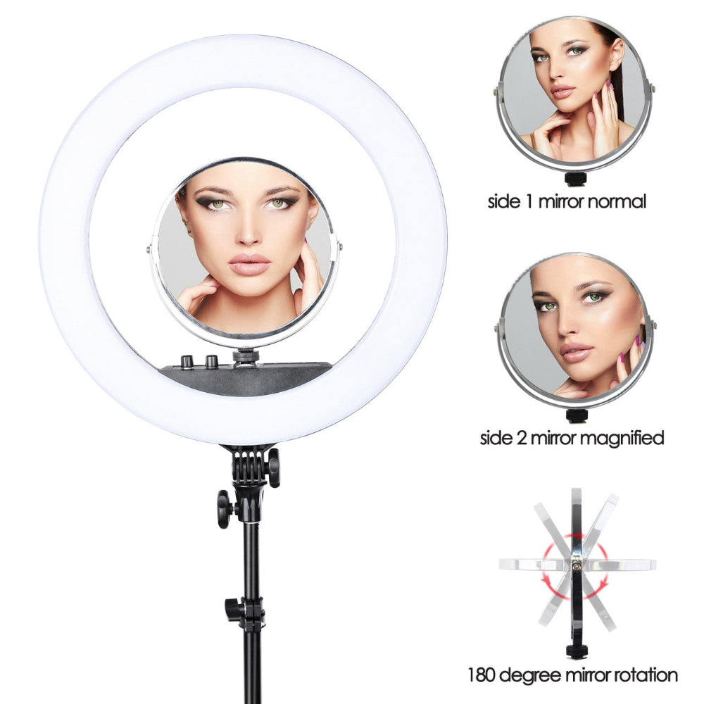Joiken Goddess ring light with integrated magnifying mirror for makeup application