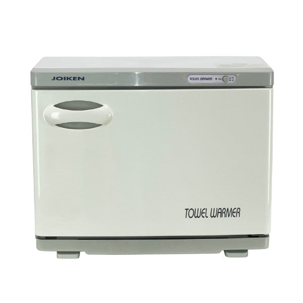 Closed view of Joiken white single hot towel warmer for professional beauty therapy