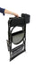 Side view of the Joiken Ivy makeup chair folded flat for easy transport