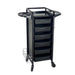 Black Jasper beauty trolley with collapsible side shelves and hairdryer holders