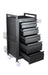 Joiken Midnight steel trolley with drawers open showing spacious storage for hairdressing and beauty supplies