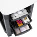 Joiken Muse manicure table drawers organised with cotton balls and professional nail supplies
