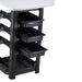 Close up of the three removable black storage drawers on the Joiken Muse manicure table