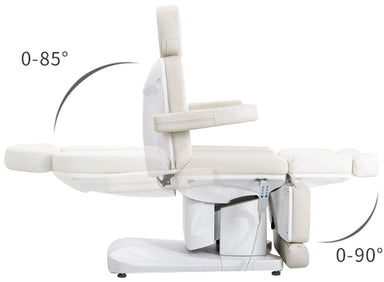 Side view of Joiken Opal 011 electric beauty bed with adjustable armrests