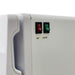 Close up of the hot and ozone power switches on the Joiken OPAL towel cabinet