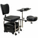 The adjustable and rotatable pedicure footrest cushion on the Joiken 2-in-1 salon workstation