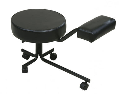 Black Joiken pedicure stool with adjustable leg support for beauty therapists and nail technicians