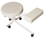 Joiken professional pedicure stool in white featuring an integrated padded footrest and mobile castor base