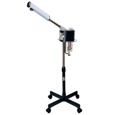 Full profile view of the Joiken professional facial steamer with ozone on a mobile five star base