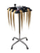 Full height view of the Joiken Pulsar hair extension trolley with blonde hair extensions attached