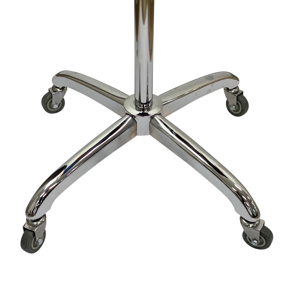 Four-star stainless steel mobile base with smooth-rolling casters for the Joiken Pulsar trolley