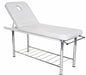 Joiken Rail white professional beauty bed with adjustable backrest and storage shelf for Australian salons