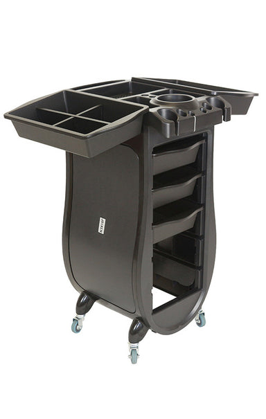 Joiken Rocket salon trolley with side trays attached to the top to extend the professional working surface area
