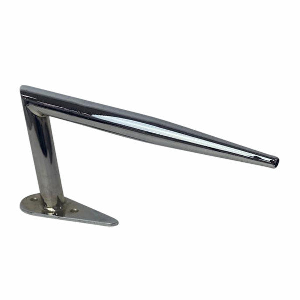 Side profile of the 440mm wide Joiken Step Footrest showing the floor mounting plate and chrome finish