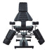 Black Joiken multi-function tattoo chair with swivel leg rests extended