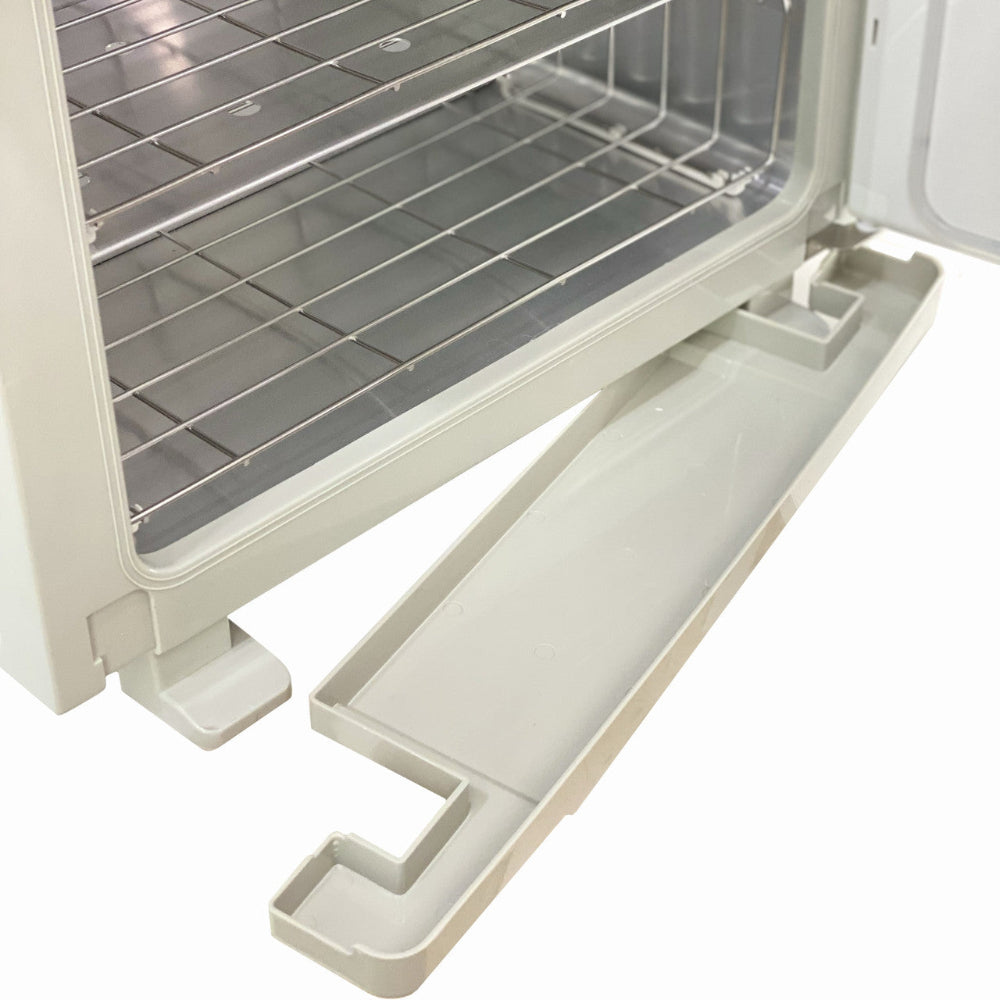 Close up of the removable drip tray for the Joiken hot and cold towel cabinet