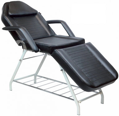 Joiken Tulip professional beauty bed in black featuring adjustable backrest and removable armrests for Australian salons