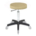 Professional sand coloured salon stool with black base and clear castors for hair stylists
