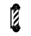 Black barber pole with white rotating stripe design for barbershop signage